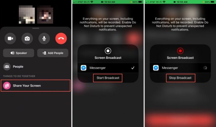 Compartir pantalla en Facebook Messenger en iOS y Mac