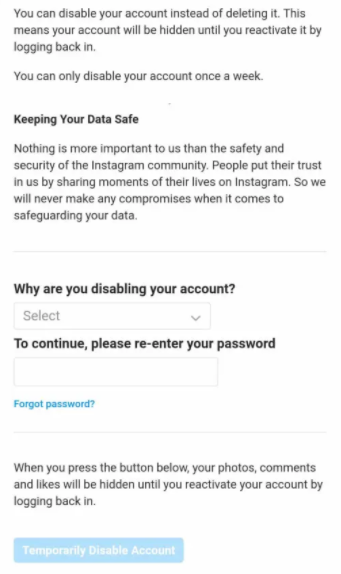 alguien borró su instagram