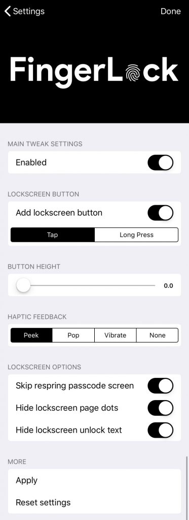 Preferencias de FingerLock