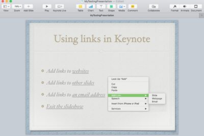 Guía del usuario sobre cómo agregar enlaces en Keynote